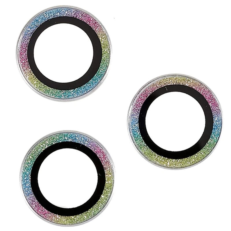 Bling Camera Lens Protector for iPhone 14 Pro / 14 Pro Max , Glitter Metal Frame + Tempered Glass Individual Ring Lens Cover - Multi-Color