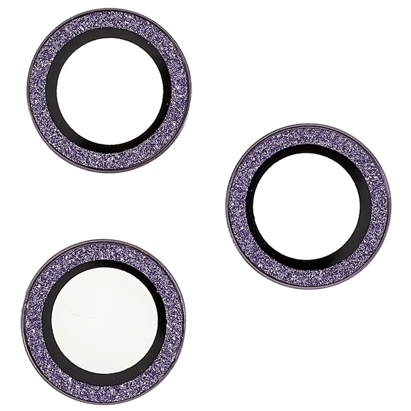 Bling Camera Lens Protector for iPhone 14 Pro / 14 Pro Max , Glitter Metal Frame + Tempered Glass Individual Ring Lens Cover - Purple