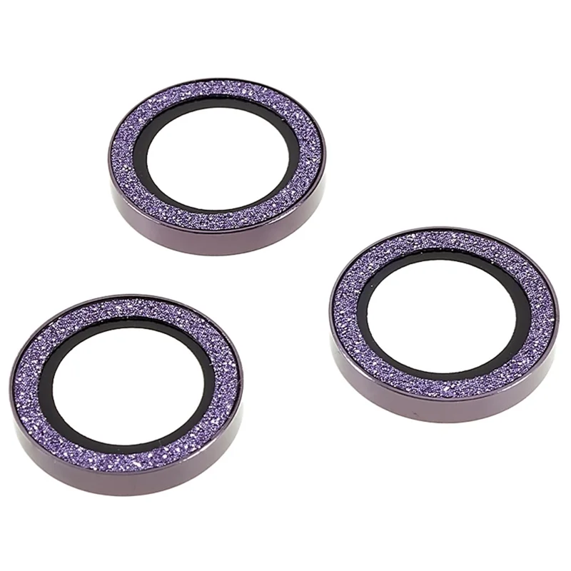 Bling Camera Lens Protector for iPhone 14 Pro / 14 Pro Max , Glitter Metal Frame + Tempered Glass Individual Ring Lens Cover - Purple