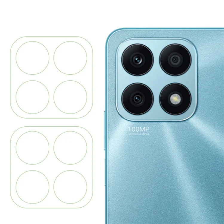2 pièces / Jeu pour Honor X8a 4G Téléphone Protecteur d'objectif de caméra Verre trempé 3D Arc Edge HD Clair Film de l'objectif de caméra