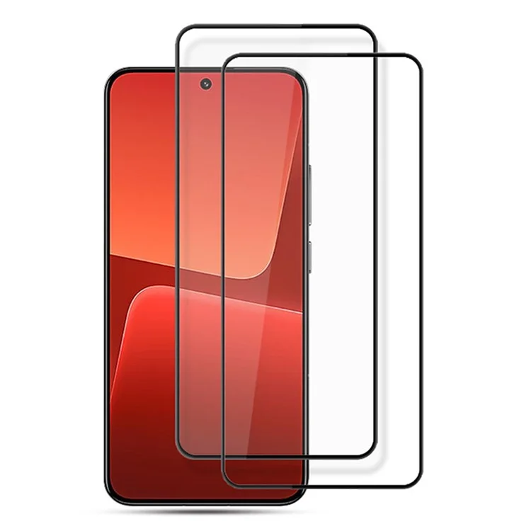 AMORUS 2Pcs For Xiaomi 13 5G Silk Printing Tempered Glass Full Screen Protector Anti-scratch Full Glue Film - Noir