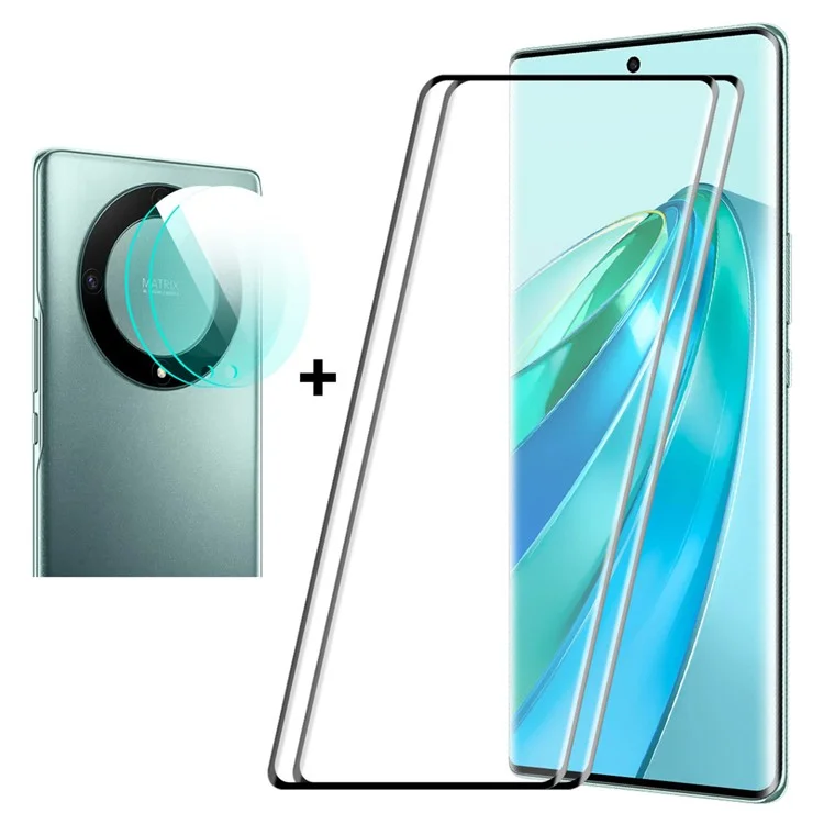 ENKAY HAT PRINCE 2 Pack Screen Protector for Honor X9a 5G / Magic5 Lite 5G Hot Bending 3D Curved Tempered Glass Film Support Fingerprint Unlock