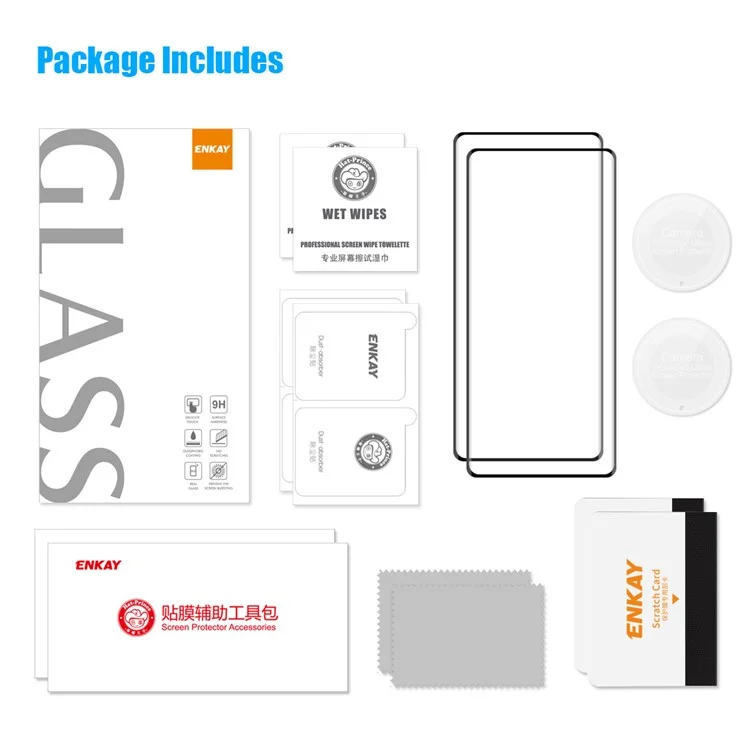 ENKAY HAT PRINCE 2 Pack Screen Protector for Honor X9a 5G / Magic5 Lite 5G Hot Bending 3D Curved Tempered Glass Film Support Fingerprint Unlock