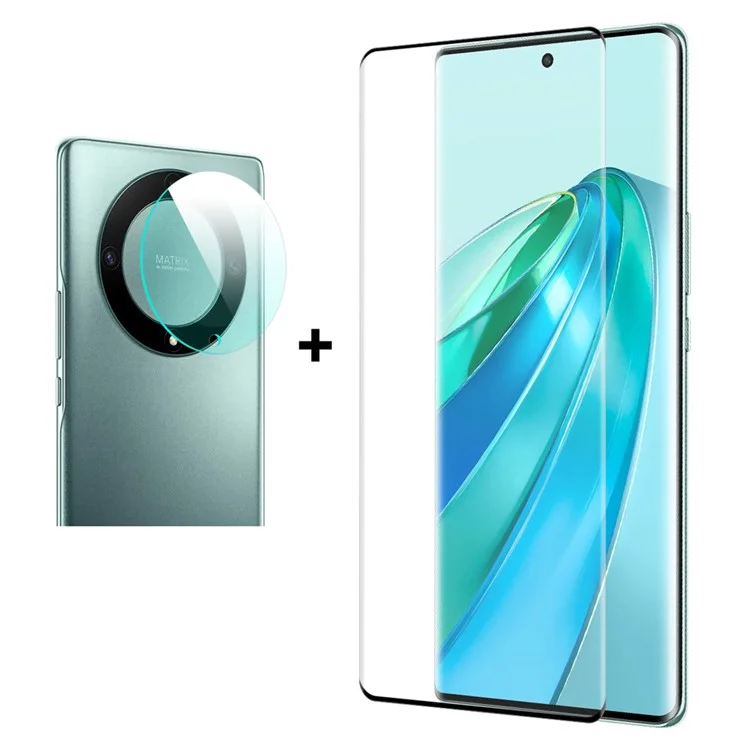 ENKAY HAT PRINCE Para Honor X9a 5G / Magic5 Lite 5G Vidro Temperado 3D Curved Side Glue Film de Proteção de Tela de Telefone com Protetor de Lente