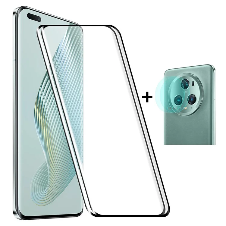 ENKAY HAT PRINCE 2 Pack Screen Protector for Honor Magic5 Pro, 0.26mm Hot Bending 3D Curved Clear Tempered Glass Film with Camera Lens Protector