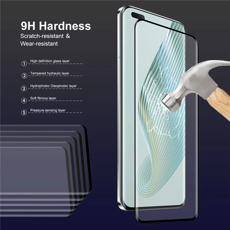 ENKAY HAT PRINCE 2 Pack Screen Protector for Honor Magic5 Pro, 0.26mm Hot Bending 3D Curved Clear Tempered Glass Film with Camera Lens Protector