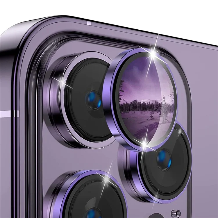 ENKAY HAT PRINCE 3Pcs / Set Para iPhone 14 Pro / 14 Pro Max Protetor de Lente de Câmera de Vidro Temperado Cristal Claro - Roxo Escuro