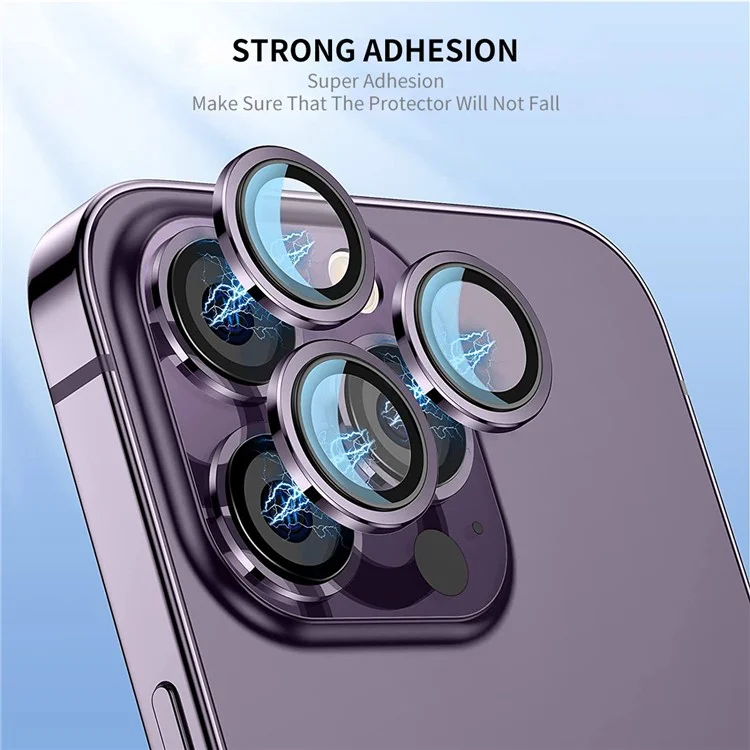ENKAY HAT PRINCE 3Pcs / Set Para iPhone 14 Pro / 14 Pro Max Protetor de Lente de Câmera de Vidro Temperado Cristal Claro - Roxo Escuro