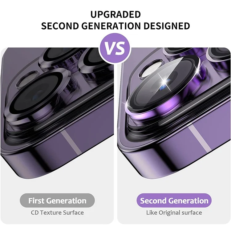 ENKAY HAT PRINCE 3Pcs / Set Para iPhone 14 Pro / 14 Pro Max Protetor de Lente de Câmera de Vidro Temperado Cristal Claro - Roxo Escuro