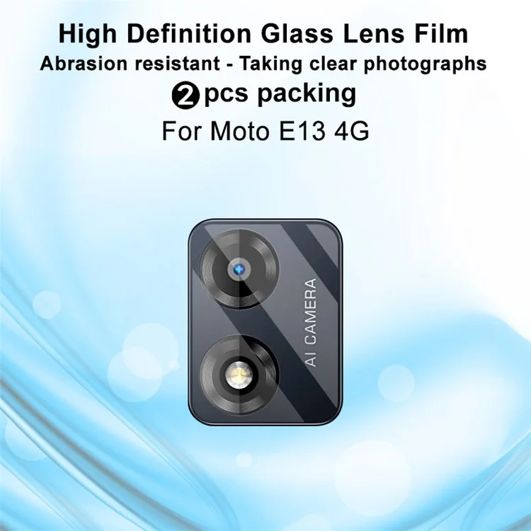 IMAK 2 pièces / Jeu pour Motorola Moto E13 4G Protecteur d'objectif de caméra Verre trempé HD Clair Film de lentille téléphonique