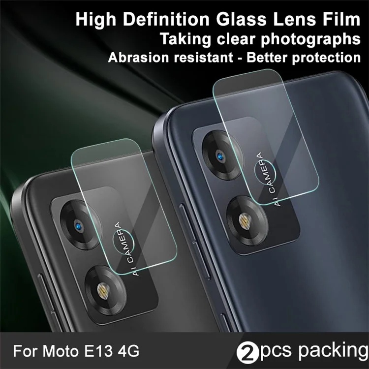 IMAK 2 pièces / Jeu pour Motorola Moto E13 4G Protecteur d'objectif de caméra Verre trempé HD Clair Film de lentille téléphonique