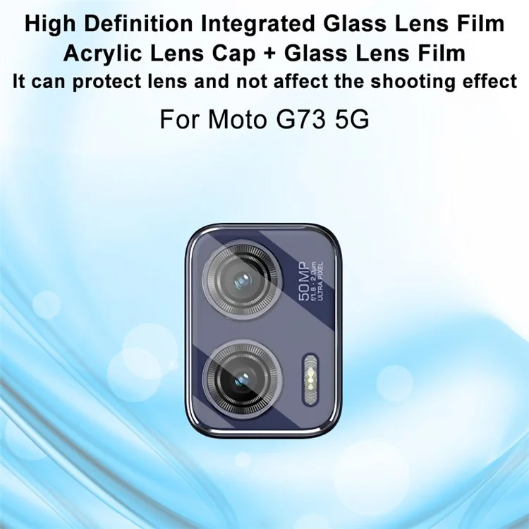 IMAK For Motorola Moto G73 5G Tempered Glass Camera Lens Protector Integrated Lens Film+Acrylic Lens Cap