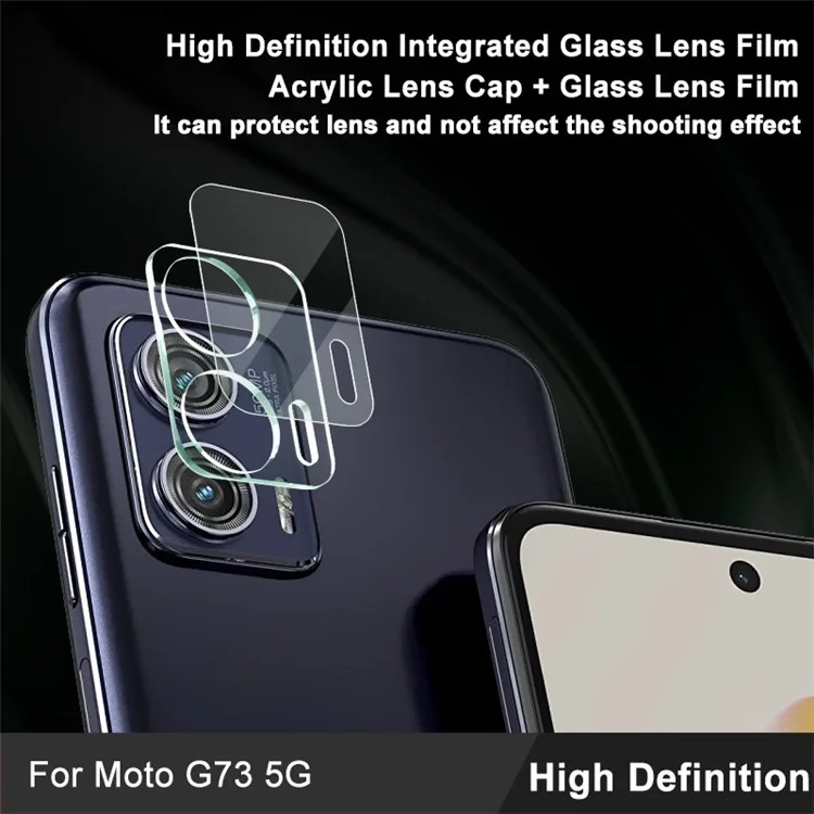 IMAK For Motorola Moto G73 5G Tempered Glass Camera Lens Protector Integrated Lens Film+Acrylic Lens Cap