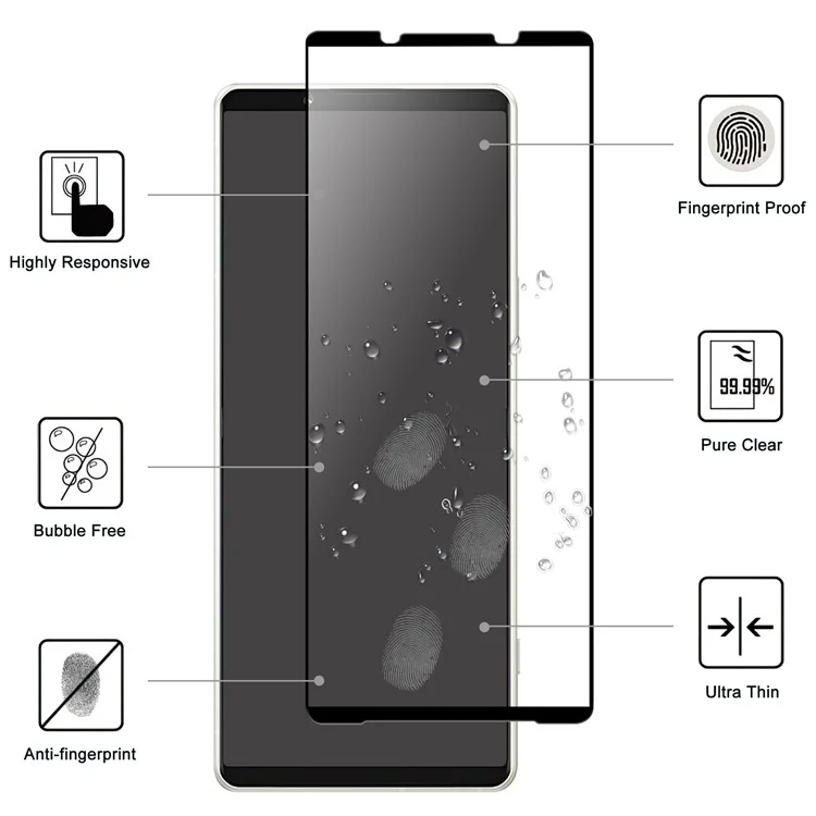 For Sony Xperia 1 V Full Glue Screen Protector Black Edge Anti-explosion Ultra Clear Phone AGC Glass Film