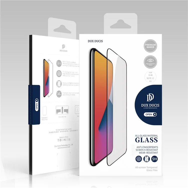 DUX DUCIS Per Xiaomi Redmi Note 12 4G Protezione dello schermo del telefono Schermo 2.5D Arc 0.33mm HD Clear Pellicola in vetro temperato Full Glue (9D)
