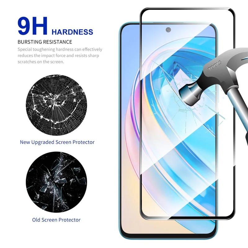 ENKAY HAT PRINCE 10Pcs for Honor X8a 4G High Aluminium-silicon Glass Film 0.26mm Silk Printing 9H 2.5D Screen Protector