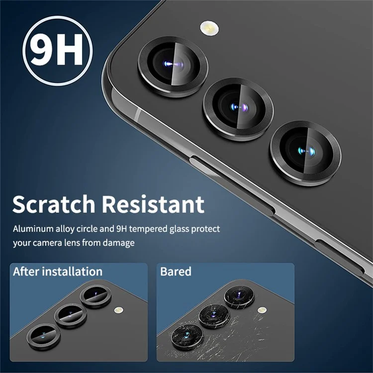 ENKAY HAT PRINCE For Samsung Galaxy A54 5G Aluminum Alloy+Tempered Glass Camera Lens Protector Set Camera Ring Cover - Black