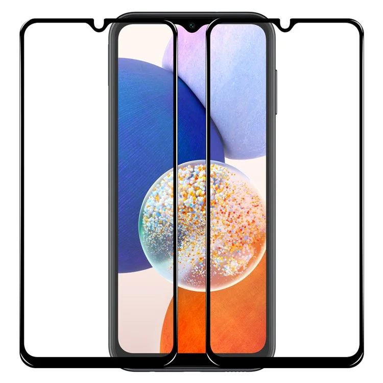 NORTHJO 2Pcs A+ Silk Printing Screen Protector for Samsung Galaxy A14 5G / 4G , 0.3mm 2.5D High Aluminum-silicon Glass Full Screen Film - Black