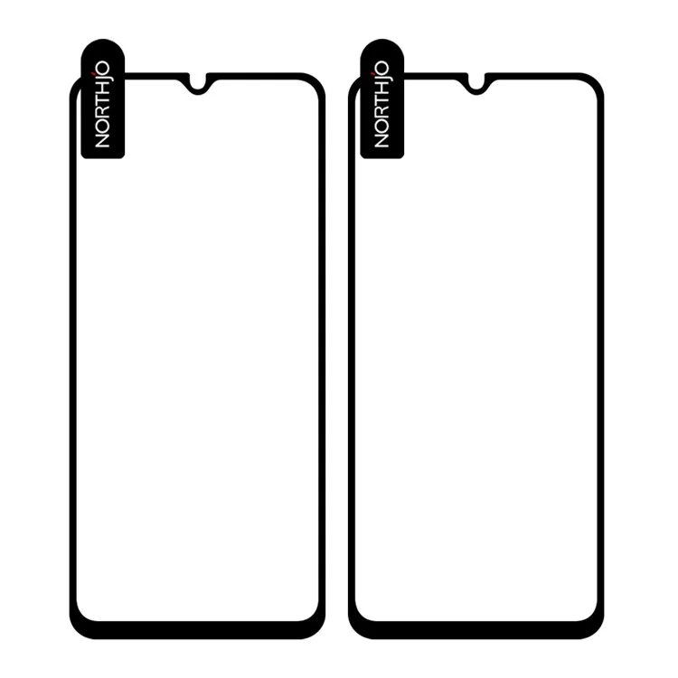 NORTHJO 2Pcs A+ Silk Printing Screen Protector for Samsung Galaxy A14 5G / 4G , 0.3mm 2.5D High Aluminum-silicon Glass Full Screen Film - Black