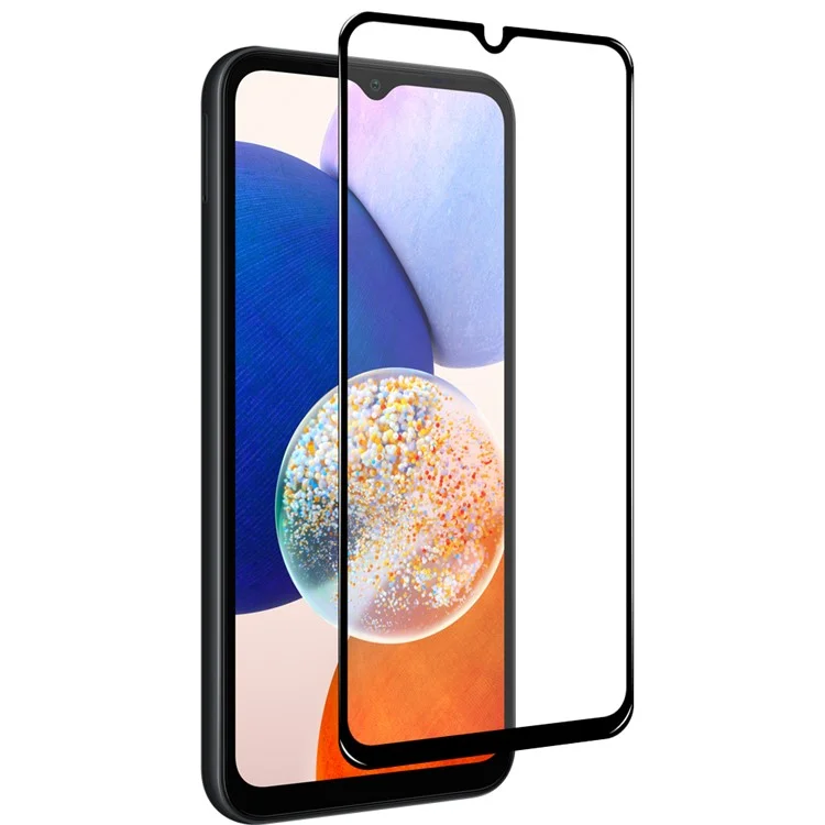 NORTHJO 2Pcs A+ Silk Printing Screen Protector for Samsung Galaxy A14 5G / 4G , 0.3mm 2.5D High Aluminum-silicon Glass Full Screen Film - Black