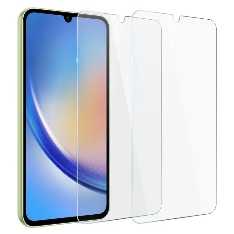 NORTHJO 2Pcs A+ Clear Screen Protector for Samsung Galaxy A34 5G, Shatterproof 0.3mm 2.5D Tempered Glass Film - Transparent