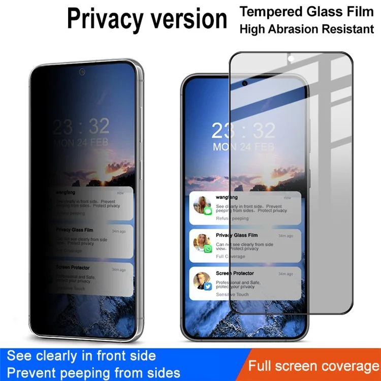 IMAK For Samsung Galaxy S23+ / S22+ 5G Anti-Spy Tempered Glass Screen Protector Full Glue Phone Screen Film (Fingerprint Unlock Version)
