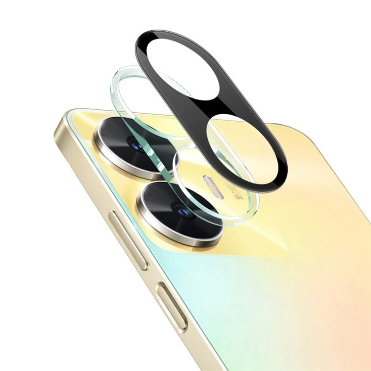 IMAK Anti-scratch Camera Lens Protector for Realme C55 Tempered Glass Lens Film+Acrylic Lens Cap (Versão Preta)