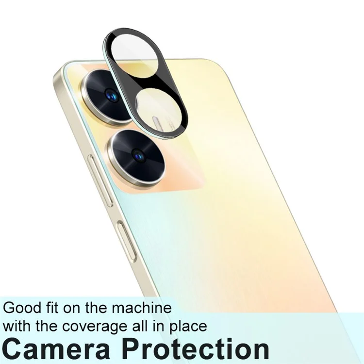 IMAK Anti-scratch Camera Lens Protector for Realme C55 Tempered Glass Lens Film+Acrylic Lens Cap (Versão Preta)