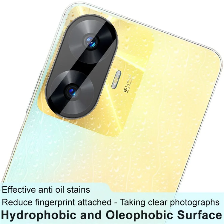IMAK Anti-scratch Camera Lens Protector for Realme C55 Tempered Glass Lens Film+Acrylic Lens Cap (Versão Preta)