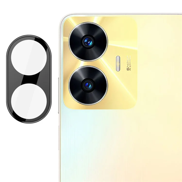 IMAK Anti-scratch Camera Lens Protector for Realme C55 Tempered Glass Lens Film+Acrylic Lens Cap (Versão Preta)