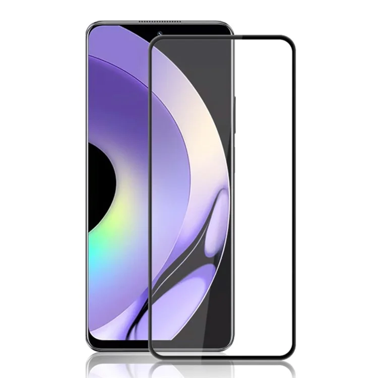AMORUS Full Screen Protector für Realme 10 Pro 5G Sekundäre Vergütung Gehärtetes Glas Seidendruckfilm - Schwarz