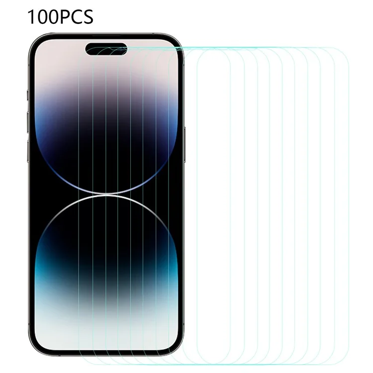 Achat groupé 100 pièces Anti-Scratch Film pour iPhone 14 Pro Max HD Clair Arc Edge Protecteur d'écran en verre trempé
