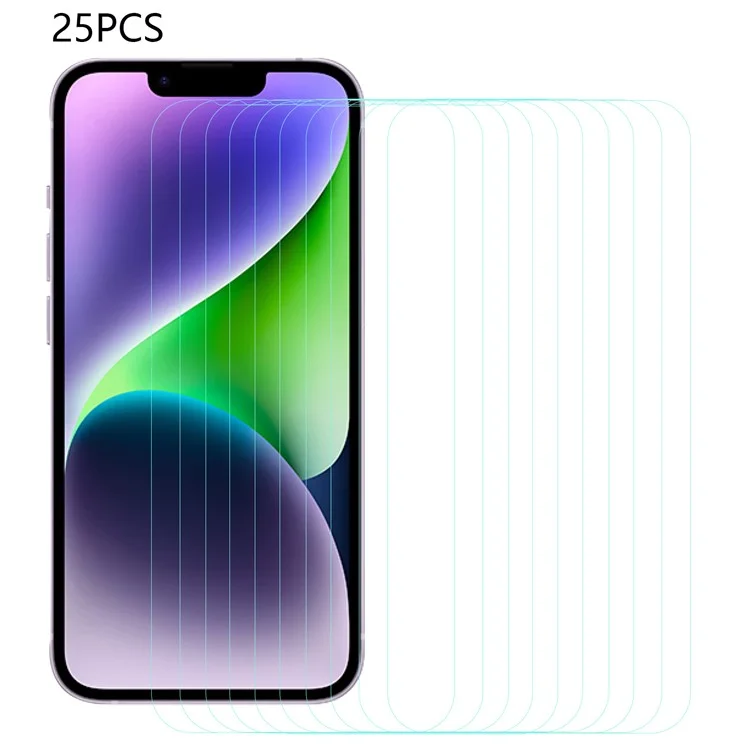 Bulk Purchasing 25Pcs Arc Edge Tempered Glass Film for iPhone 16e / 13 / 13 Pro HD Clear Anti-Scratch Phone Screen Protector