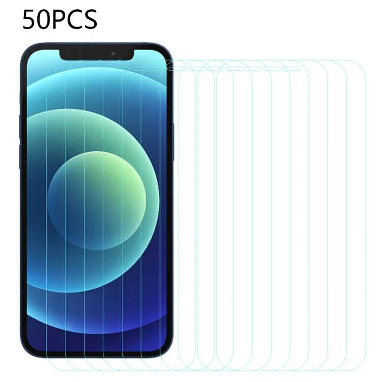 Massenkauf 50 Stück für iPhone 12 mini 5.4 Zoll Arc Edge Panzerglas-Bildschirmschutz HD Anti-Kratzer-Film