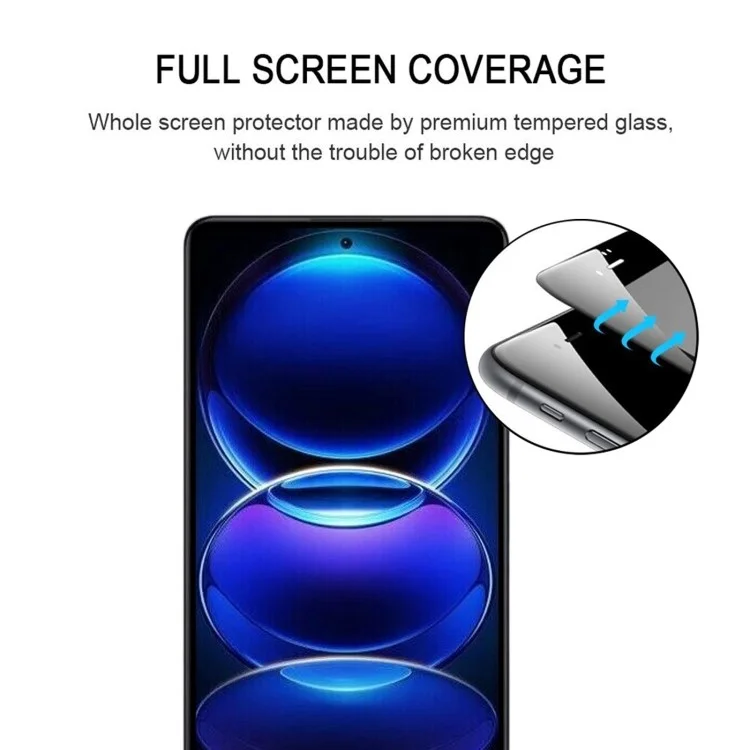 Para Xiaomi Redmi Note 12 Pro 4G / Note 11 Pro 4G (MediaTek) / Note 11 Pro 5G (Qualcomm) Silk Printing Full Phone Screen Protector HD Clear Full Glue Tempered Glass Film