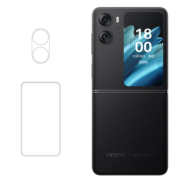 RURIHAI For Oppo Find N2 Flip 5G 3D Camera Lens Protector High Aluminum-silicon Glass Film + Small Rear Screen Protector