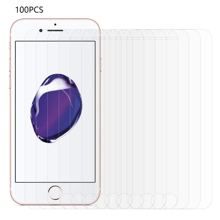 Compra a Granel 100Pcs Para iPhone 7 / 8 4,7 polegadas / SE (2022) / SE (2020) Arco Borda de Vidro Temperado Protetor de Tela do Telefone Claro HD Anti-Arranhões Filme