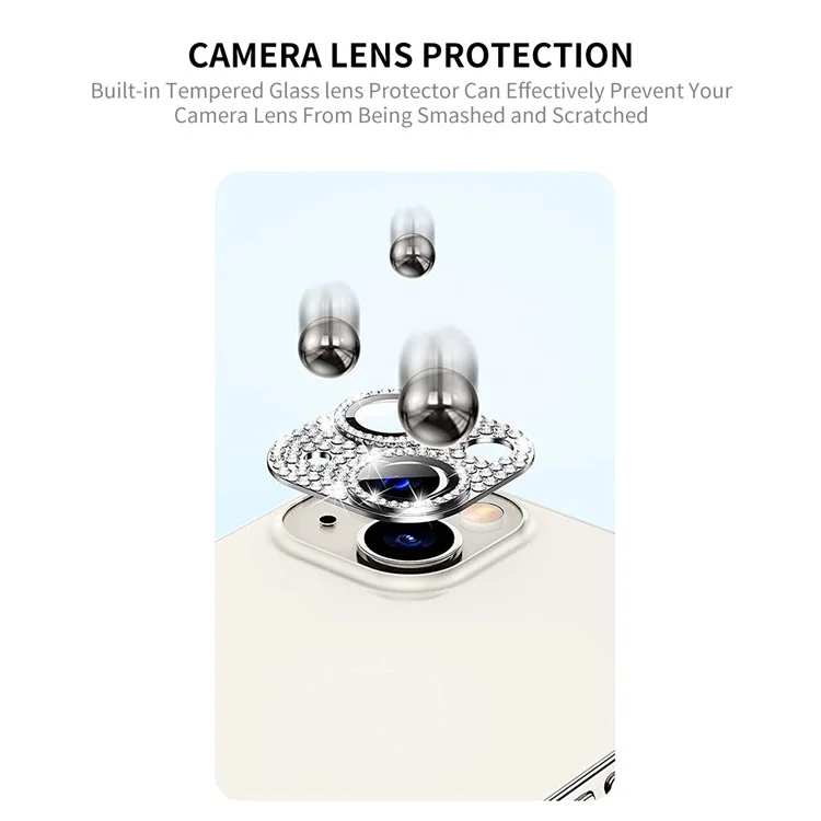 ENKAY HAT PRINCE For iPhone 13 / 13 mini Camera Lens Film Aluminum Alloy+Tempered Glass Rhinestone Rear Lens Protector - Light Purple