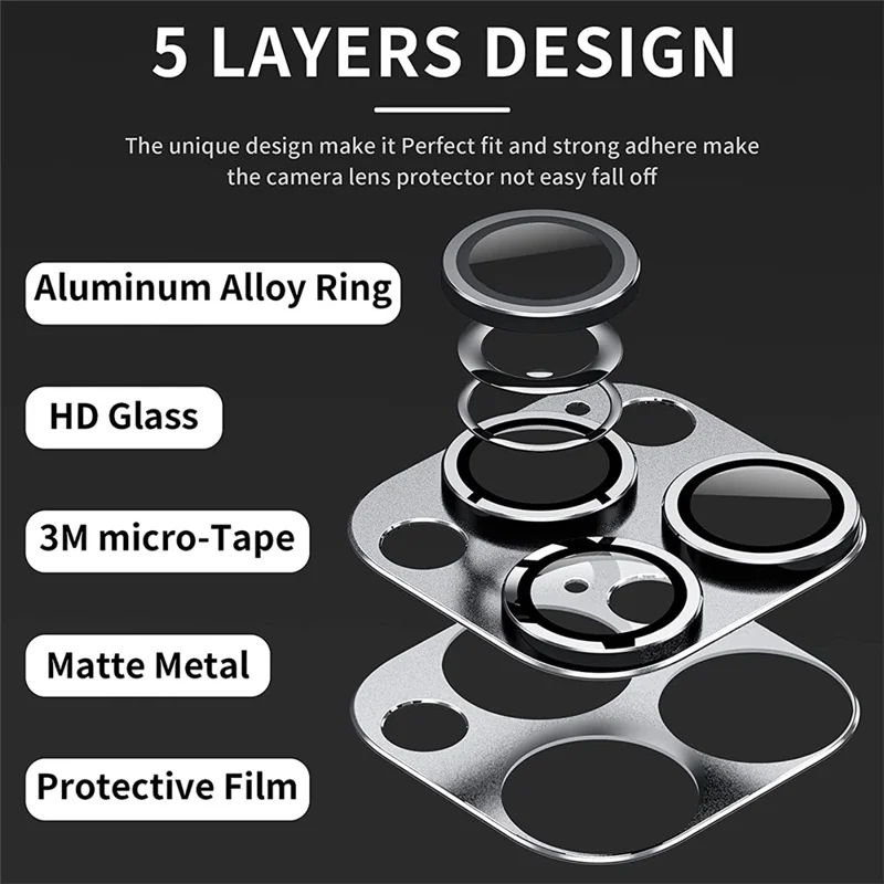ENKAY HAT PRINCE Pour iPhone 13 Pro Max / 13 Pro AR HD Clear Tempered Glass+Aluminum Alloy Lens Film Protector - Argent