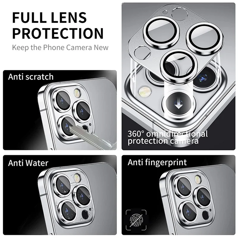 ENKAY HAT PRINCE Pour iPhone 13 Pro Max / 13 Pro AR HD Clear Tempered Glass+Aluminum Alloy Lens Film Protector - Argent