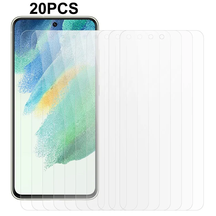 20 piezas / Juego de protectores de pantalla para Samsung Galaxy S21 FE 5G, película de vidrio templado antiarañazos de 0,3 mm y 2,5D
