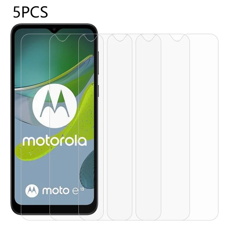 5 pezzi / confezione per Motorola Moto E13 4G HD Clear Phone Screen Protector 2.5D 0.3mm Tempered Glass Anti-fingerprint Film