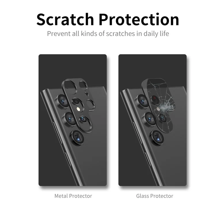 ENKAY HAT PRINCE Para Samsung Galaxy S23 Ultra Teléfono Protector de Lente Trasero Aleación de Aluminio Marco Protector de Lente - Negro