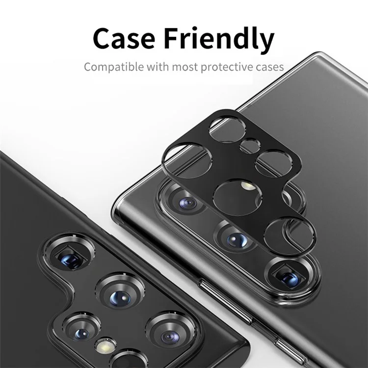 ENKAY HAT PRINCE Para Samsung Galaxy S23 Ultra Teléfono Protector de Lente Trasero Aleación de Aluminio Marco Protector de Lente - Negro