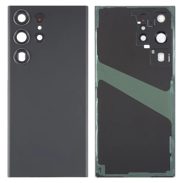 Para Samsung Galaxy S23 Ultra S918 Carcasa de batería con pegatina adhesiva + Cubierta de la lente de la cámara - Negro fantasma