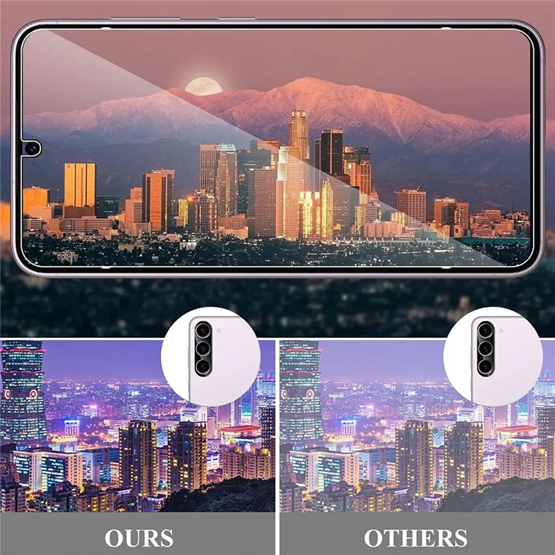 For Samsung Galaxy S23 Anti-fingerprint 2.5D Arc Edge Tempered Glass Screen Protector + Black Edge Camera Lens Film