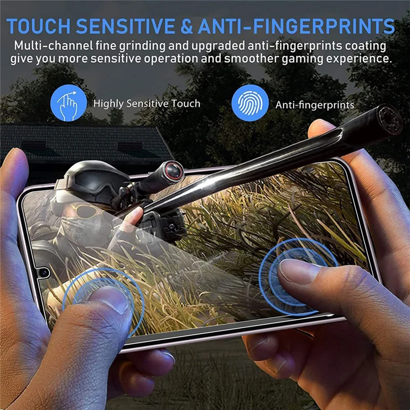 For Samsung Galaxy S23 Anti-fingerprint 2.5D Arc Edge Tempered Glass Screen Protector + Black Edge Camera Lens Film