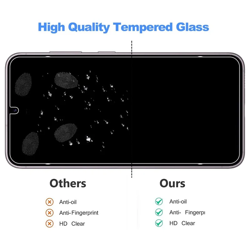 For Samsung Galaxy S23 Anti-fingerprint 2.5D Arc Edge Tempered Glass Screen Protector + Black Edge Camera Lens Film