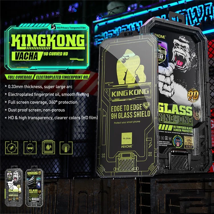 WEKOME King Kong Vacha Series For iPhone 13 Pro Max / 14 Plus Anti-Scratch Phone Screen Film 9D Curved HD High Aluminum-silicon Glass Screen Protector
