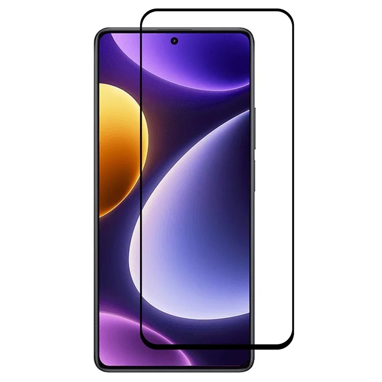 For Xiaomi Redmi Note 12 Turbo / Poco F5 5G Silk Printing Tempered Glass Film Black Edge Full Glue Phone Full Screen Protector